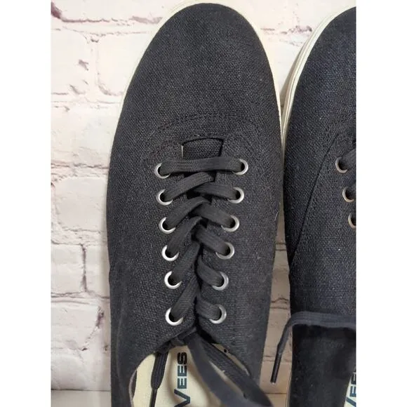 Seavees Hermosa Plimsoll Standard Navy Vintage Washed Linen Sneakers Men Size 13