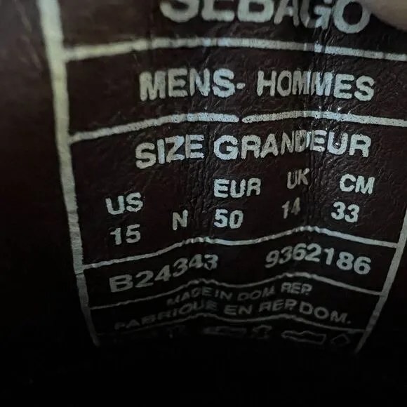 Sebago Dockside Mens Size 15 N Brown Leather Moc Toe Boat Deck Comfort Casual‎