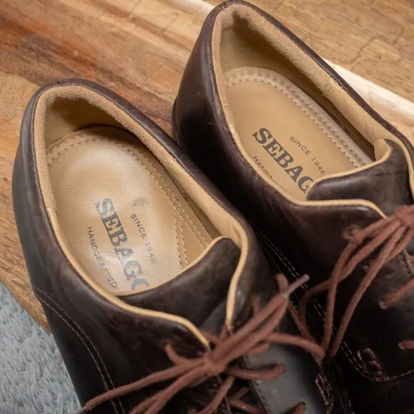 Sebago USA Mens Salem Oxford Size 10.5 D Brown Leather Plain Toe Shoe Vibram