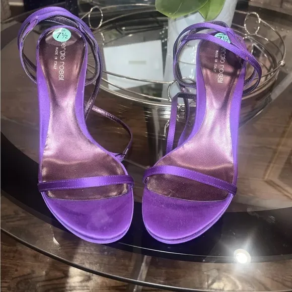 Sergio Rossi Purple Heels with Unique Circular Design
