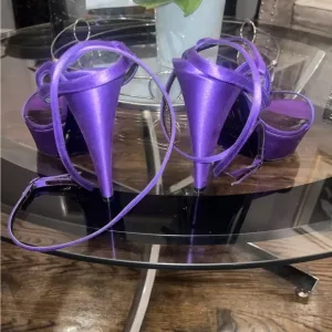 Sergio Rossi Purple Heels with Unique Circular Design