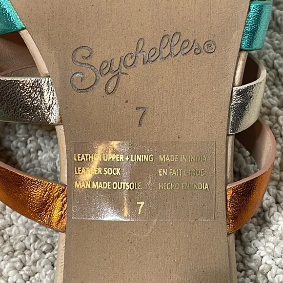 SEYCHELLES BIG DREAMS RAINBOW METALLIC LEATHER STRAPPY HEELED SANDALS *NIB*