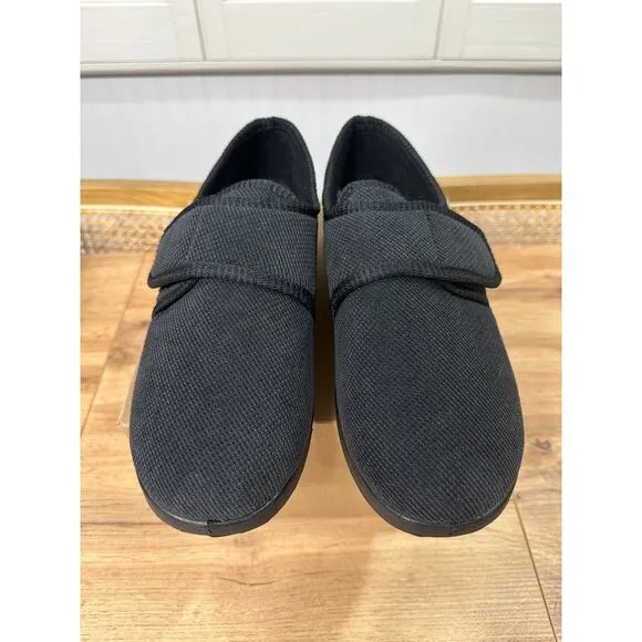 Silververts Unisex Soft Wide Adjustable Black Slippers Size 10 M 12 W NWOB Comfy