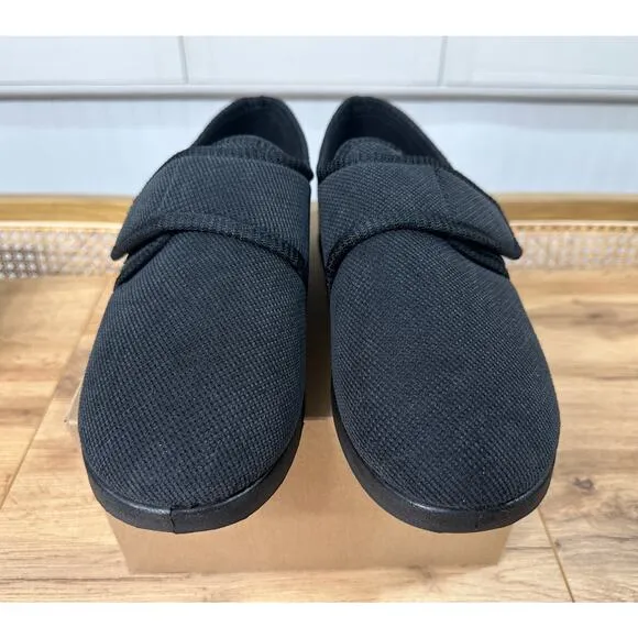 Silververts Unisex Soft Wide Adjustable Black Slippers Size 10 M 12 W NWOB Comfy