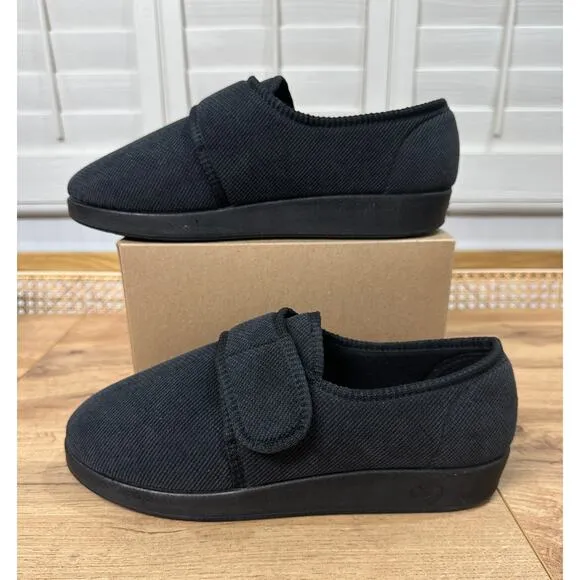 Silververts Unisex Soft Wide Adjustable Black Slippers Size 10 M 12 W NWOB Comfy
