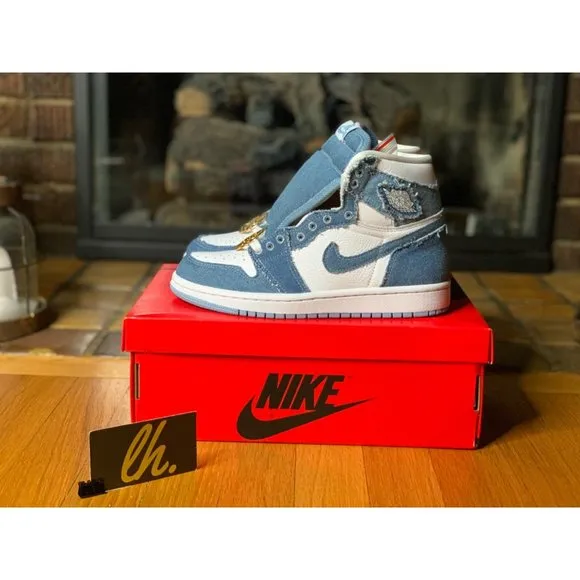 Size 5.5 W Air Jordan 1 High OG “Denim” Athletic Sneakers DM9036-104