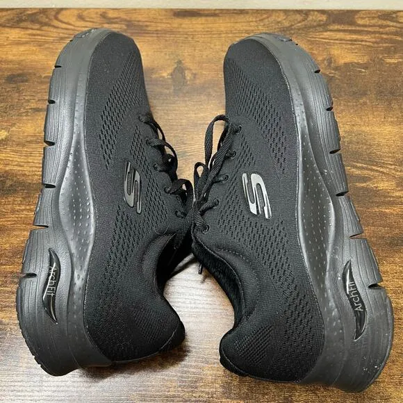 Skechers Arch Fit 2.0 Sneakers 11 Womens Black Big League Running Gym Athletic