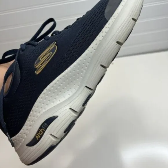 Skechers Arch Fit Sneakers 9.5 Navy Air Cooled Men's Walking Shoe 232040