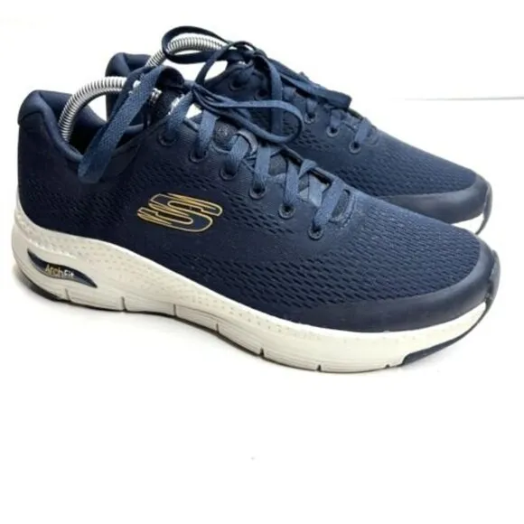 Skechers Arch Fit Sneakers 9.5 Navy Air Cooled Men's Walking Shoe 232040