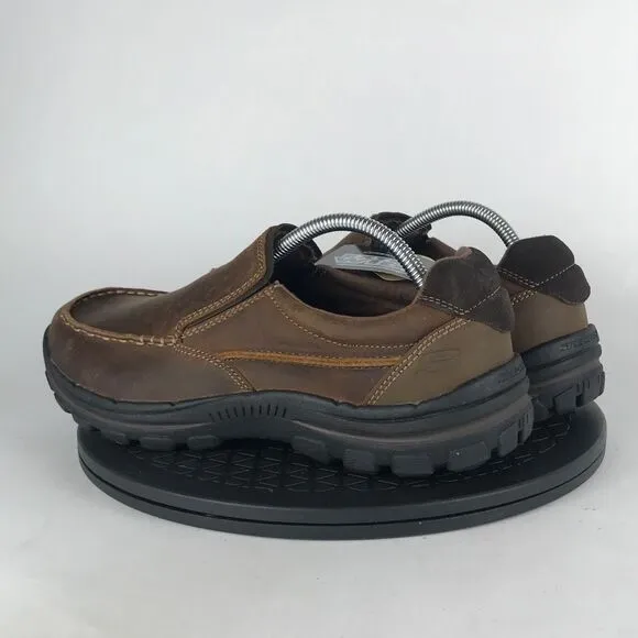 Skechers Braver Rayland Brown Comfort Slip On Shoes 64502EW Men’s Size 9.5 Wide