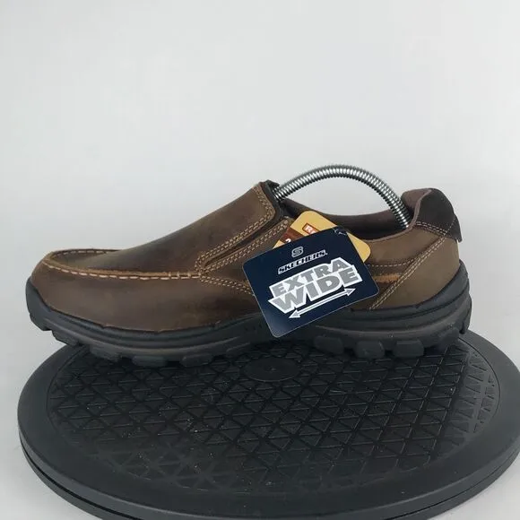 Skechers Braver Rayland Brown Comfort Slip On Shoes 64502EW Men’s Size 9.5 Wide