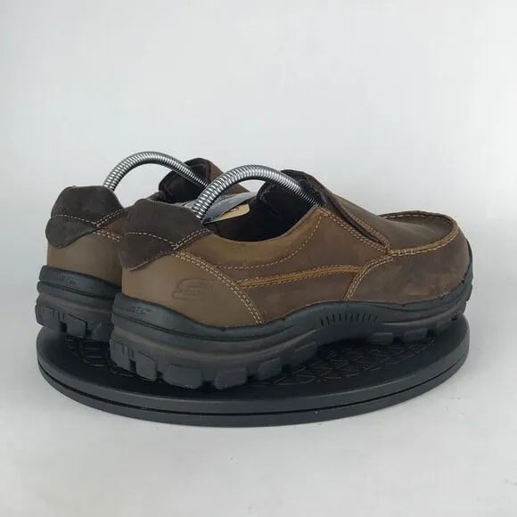 Skechers Braver Rayland Brown Comfort Slip On Shoes 64502EW Men’s Size 9.5 Wide