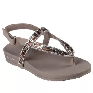 SKECHERS EMBELLISHED THONG STRAP SANDALS
