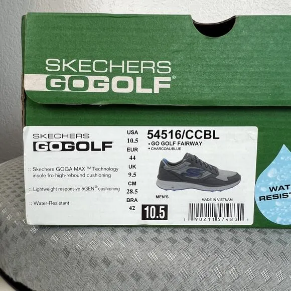Skechers Go Golf Fairway Shoes Mens 10.5 Charcoal Blue Walking Comfort Athletic
