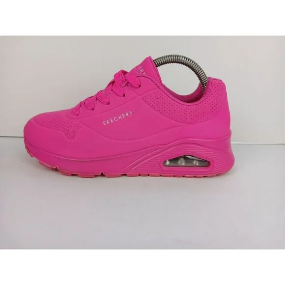 Skechers Kid's Girls Size  4 Street Uno Gen1-Neon Glow Sneaker Hot Pink
