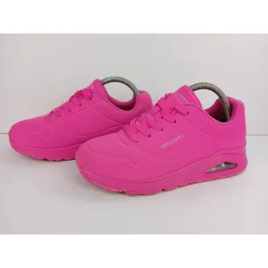 Skechers Kid's Girls Size  4 Street Uno Gen1-Neon Glow Sneaker Hot Pink