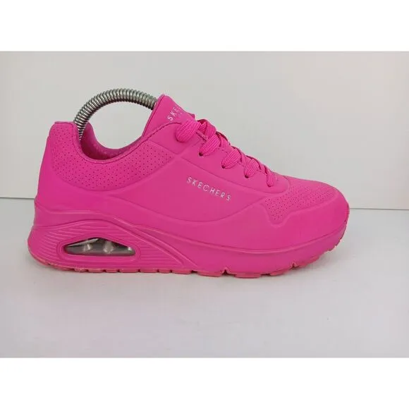 Skechers Kid's Girls Size  4 Street Uno Gen1-Neon Glow Sneaker Hot Pink