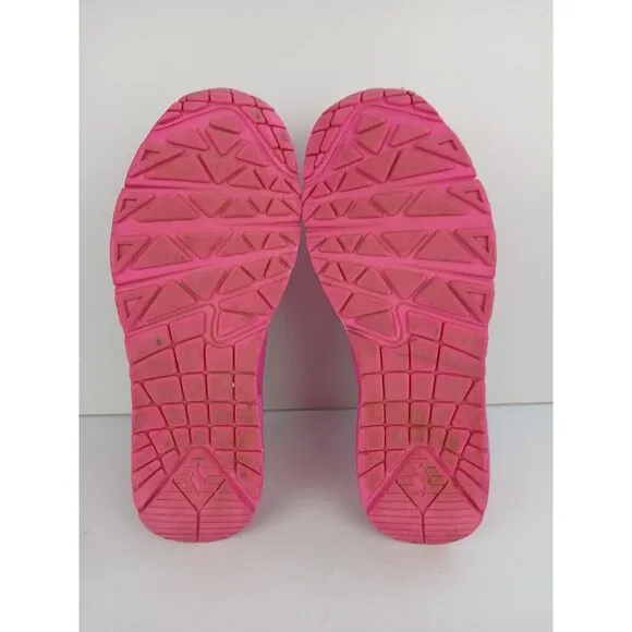 Skechers Kid's Girls Size  4 Street Uno Gen1-Neon Glow Sneaker Hot Pink