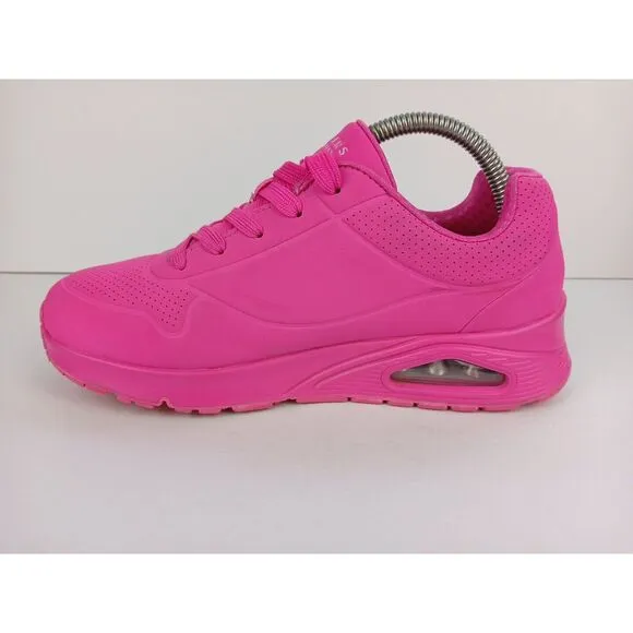 Skechers Kid's Girls Size  4 Street Uno Gen1-Neon Glow Sneaker Hot Pink