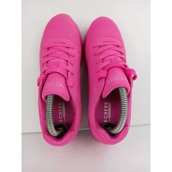 Skechers Kid's Girls Size  4 Street Uno Gen1-Neon Glow Sneaker Hot Pink