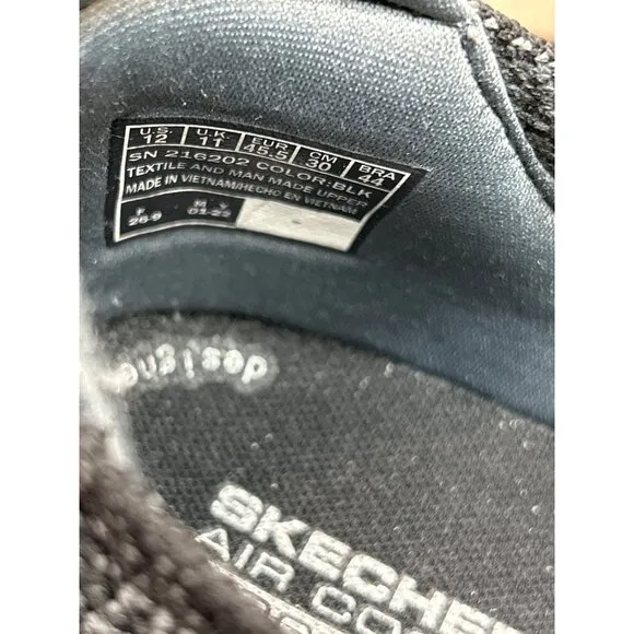 Skechers Mens Black Slip-On Sneakers Air Cooled Goga Mat Hyper Pillars Stretch F