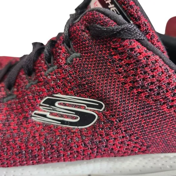 Skechers Paradyme Mens 10 Arch Fit Sneakers Red Black Knit Lace Up Athleticwear