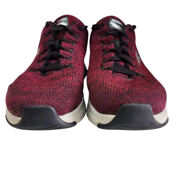 Skechers Paradyme Mens 10 Arch Fit Sneakers Red Black Knit Lace Up Athleticwear
