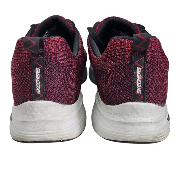 Skechers Paradyme Mens 10 Arch Fit Sneakers Red Black Knit Lace Up Athleticwear