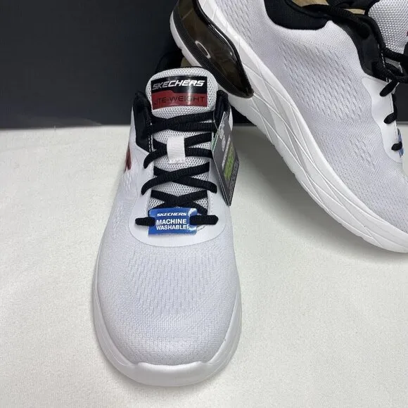 Skechers Vegan Lite-Weight Fresh-Air-Buzz Sneakers Men Sz 9 White New (8790203)