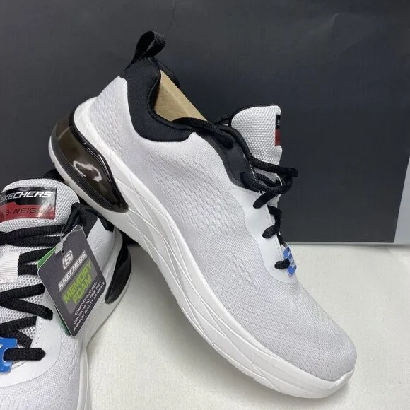 Skechers Vegan Lite-Weight Fresh-Air-Buzz Sneakers Men Sz 9 White New (8790203)