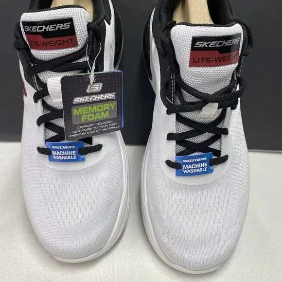 Skechers Vegan Lite-Weight Fresh-Air-Buzz Sneakers Men Sz 9 White New (8790203)