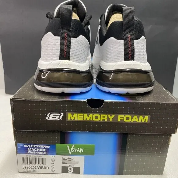 Skechers Vegan Lite-Weight Fresh-Air-Buzz Sneakers Men Sz 9 White New (8790203)