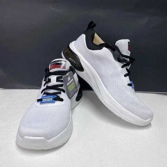 Skechers Vegan Lite-Weight Fresh-Air-Buzz Sneakers Men Sz 9 White New (8790203)