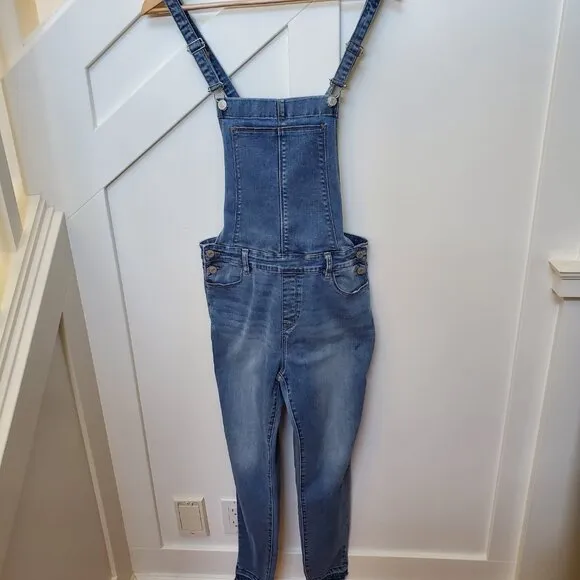 Slim raw hem overalls