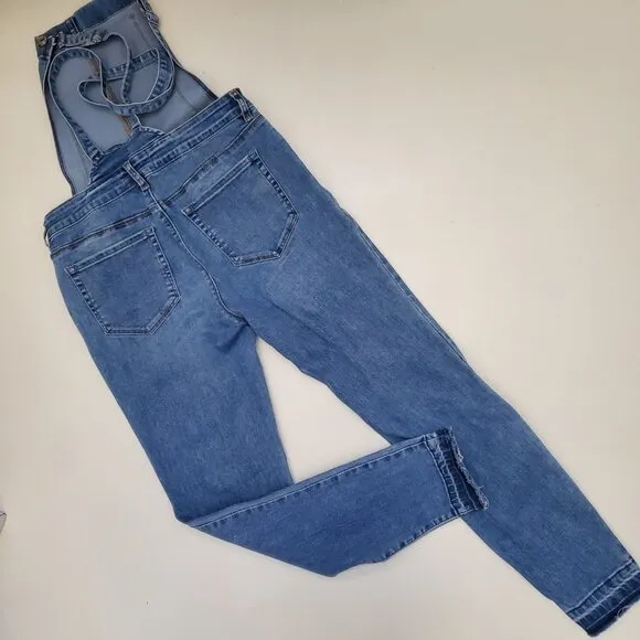 Slim raw hem overalls