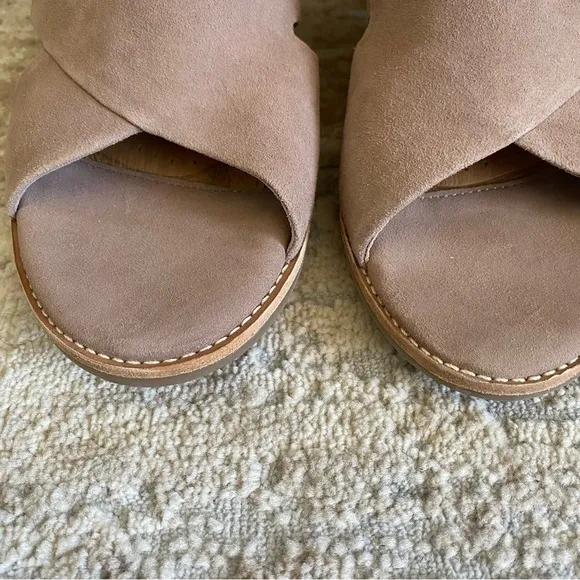 Sofft Mendi Heeled Sandals Tan Brown Suede Leather Open Toe Block Heel: 10M