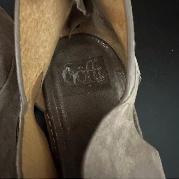 Sofft Womens Smoke Suede Metallic Evonne Flat Sandals Zip Back Size 11M EUC