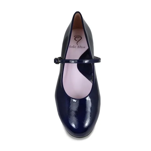 SOLE BLISS London: Navy Patent Leather Ballet Flats Shoes Sz 37.5 (US 6.5) NEW