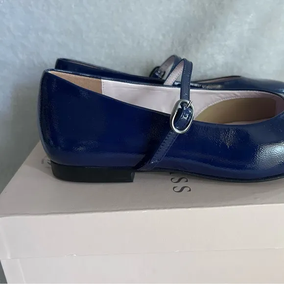 SOLE BLISS London: Navy Patent Leather Ballet Flats Shoes Sz 37.5 (US 6.5) NEW