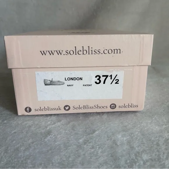 SOLE BLISS London: Navy Patent Leather Ballet Flats Shoes Sz 37.5 (US 6.5) NEW