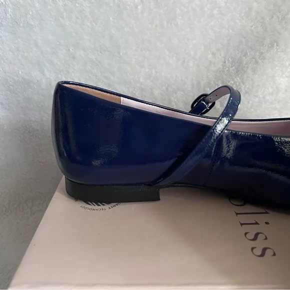 SOLE BLISS London: Navy Patent Leather Ballet Flats Shoes Sz 37.5 (US 6.5) NEW