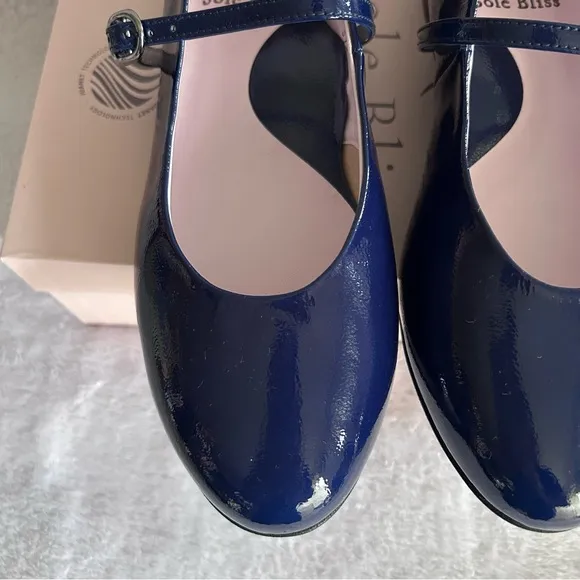 SOLE BLISS London: Navy Patent Leather Ballet Flats Shoes Sz 37.5 (US 6.5) NEW