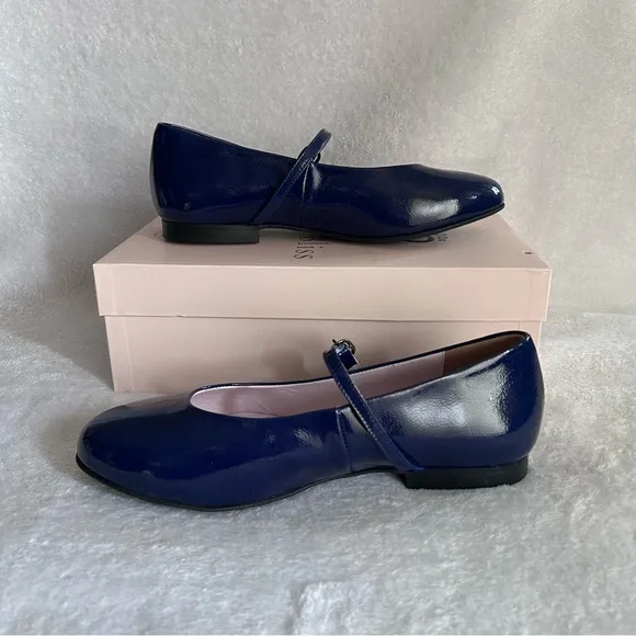 SOLE BLISS London: Navy Patent Leather Ballet Flats Shoes Sz 37.5 (US 6.5) NEW