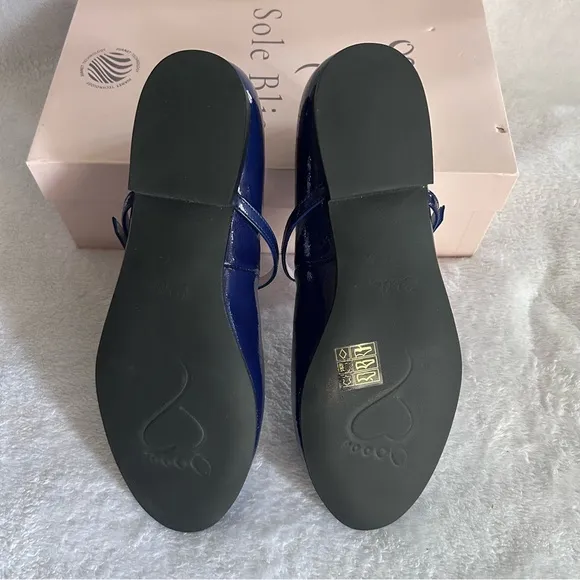SOLE BLISS London: Navy Patent Leather Ballet Flats Shoes Sz 37.5 (US 6.5) NEW