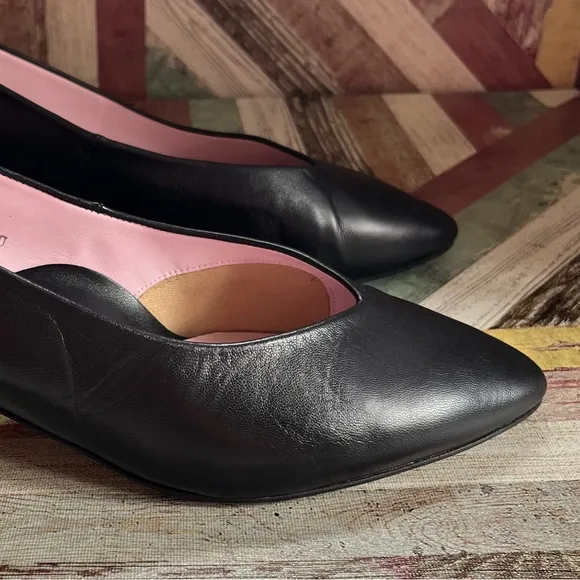Sole Bliss MIA Black Leather Heels Shoes Arch Support Bunion Bed Round Toe SZ 9
