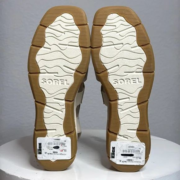 SOREL WOMENS JOANIE III ANKLE STRAP OPEN TOE PLATFORM SANDALS IN CHALK **NWT**
