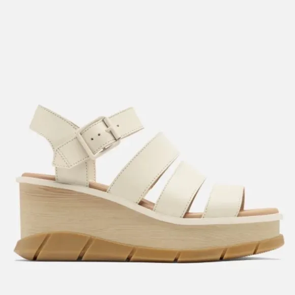 SOREL WOMENS JOANIE III ANKLE STRAP OPEN TOE PLATFORM SANDALS IN CHALK **NWT**