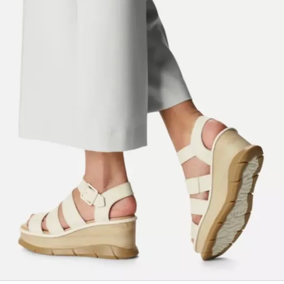 SOREL WOMENS JOANIE III ANKLE STRAP OPEN TOE PLATFORM SANDALS IN CHALK **NWT**