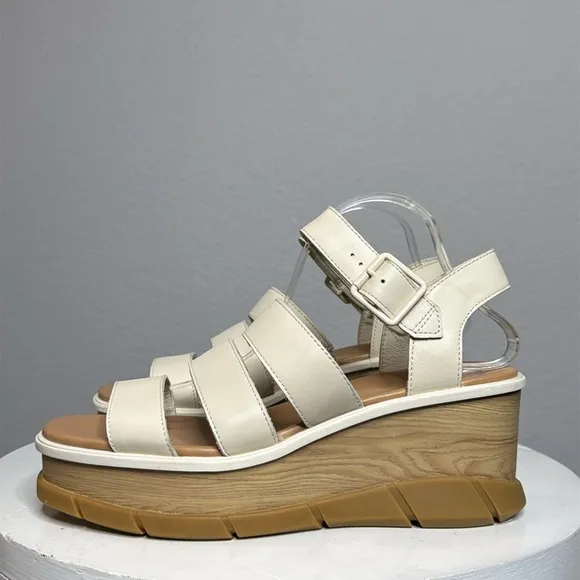 SOREL WOMENS JOANIE III ANKLE STRAP OPEN TOE PLATFORM SANDALS IN CHALK **NWT**