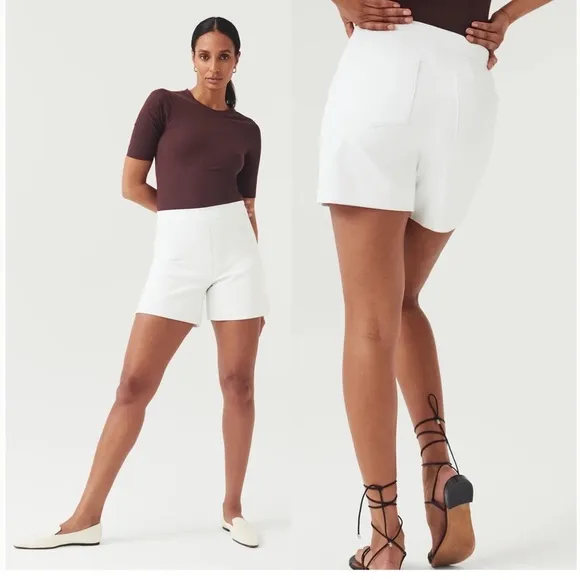 SPANX on the go 6” shorts white cotton 4 way stretch small